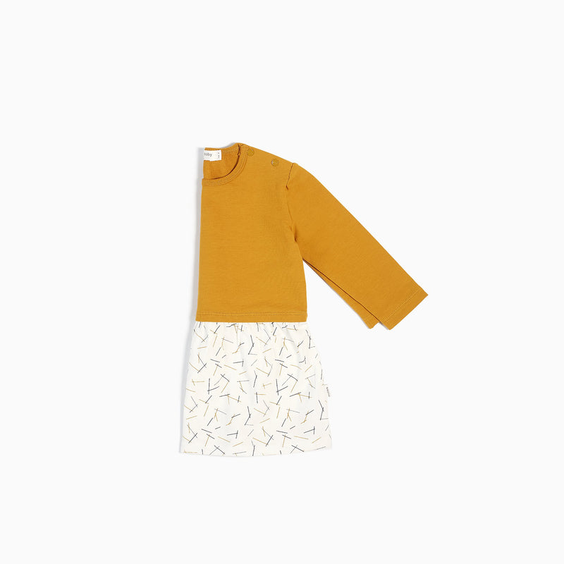 Mustard Noodle Ruffled Dress