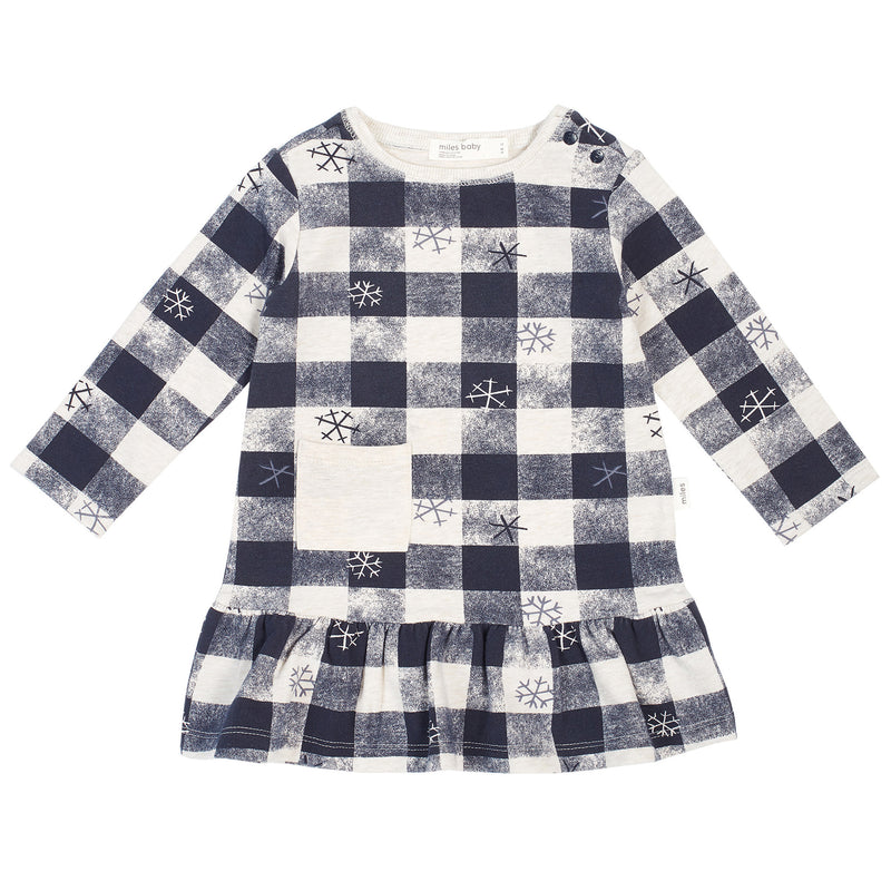 Snow Flake Plaid Ruffle Dress