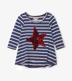 Nautical Star 3/4 Sleeve Flip Sequin Tee