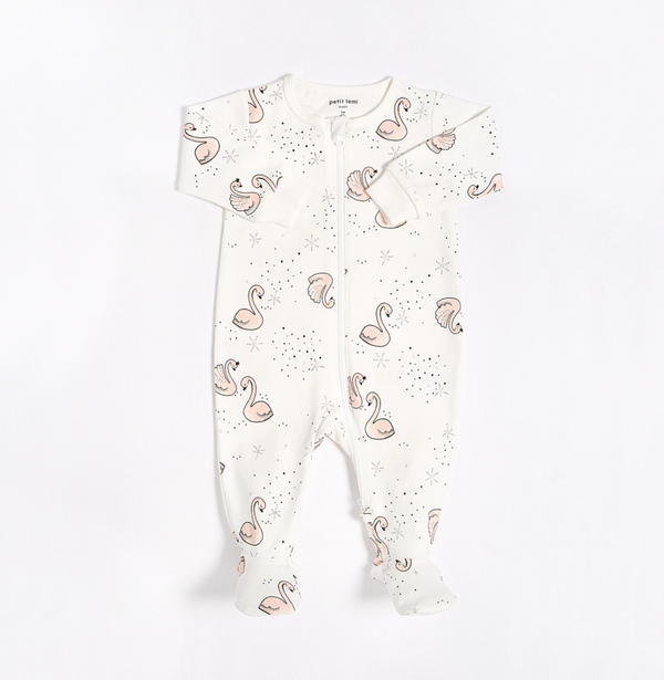 Sweet Swan Snuggler Footed Onesie 🦢 Soft. Elegant. Effortless.