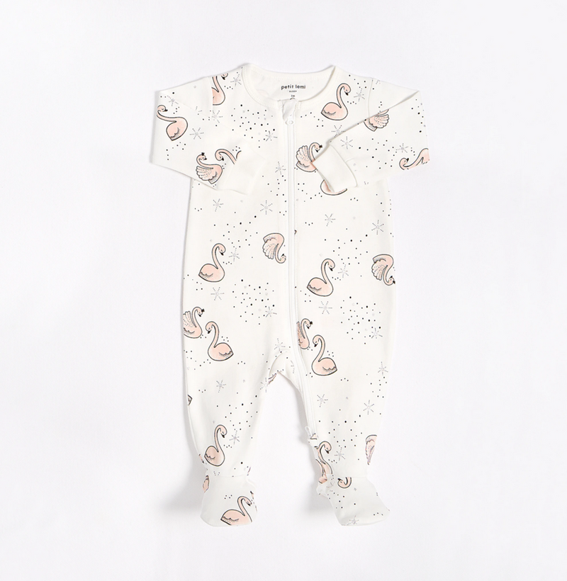 Sweet Swan Snuggler Footed Onesie 🦢 Soft. Elegant. Effortless.